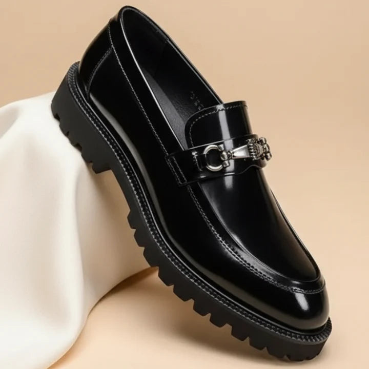 Arkady | Men’s Round Toe Buckle Detail Slip On Loafers
