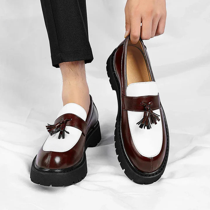 Arland | Men’s Block Heel Round Toe Dress Loafers