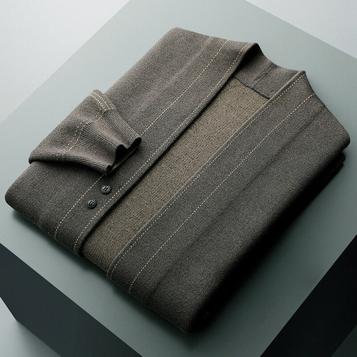 Arnoldo | Men’s Button Front Long Sleeve Contrast Stitch Cardigan