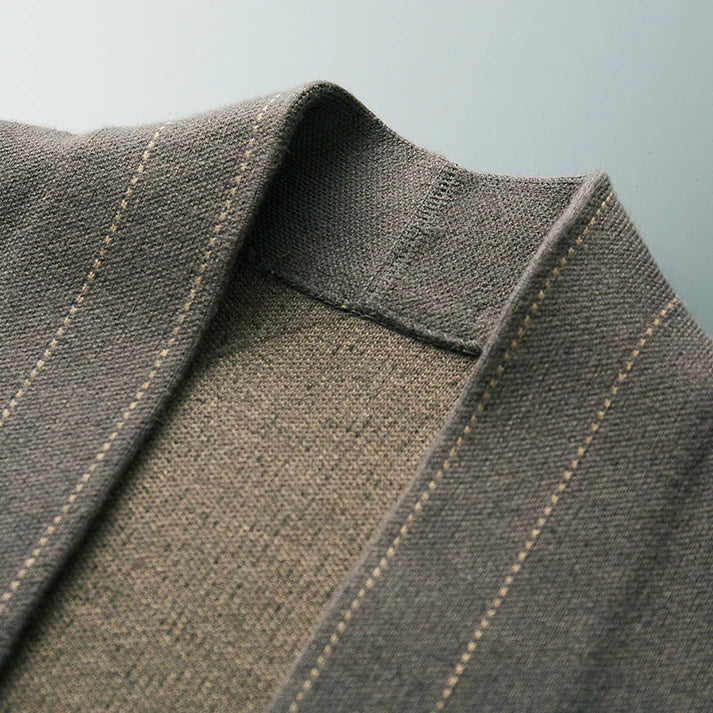 Arnoldo | Men’s Button Front Long Sleeve Contrast Stitch Cardigan