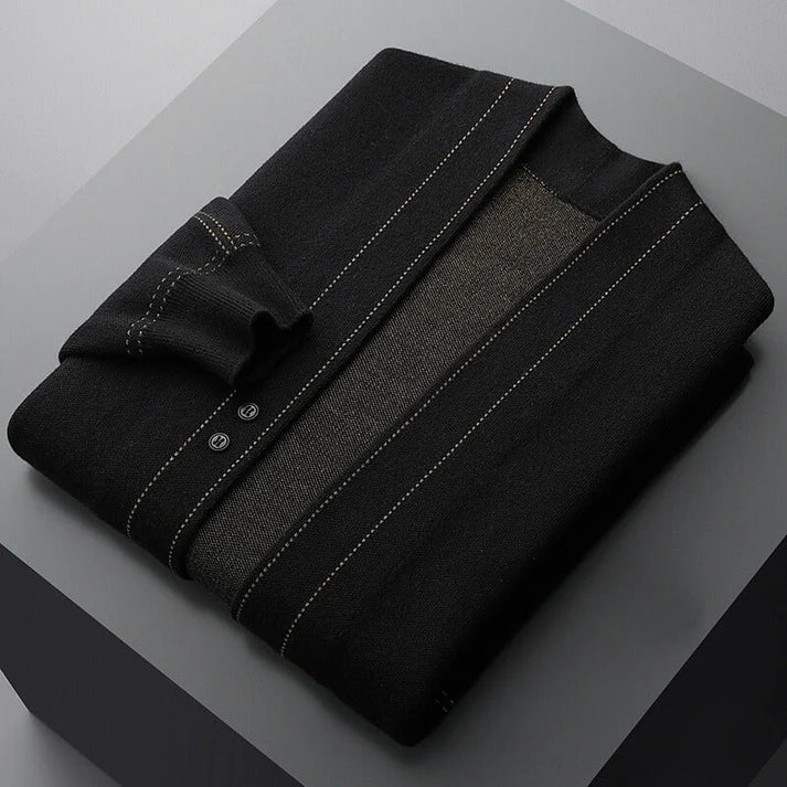 Arnoldo | Men’s Button Front Long Sleeve Contrast Stitch Cardigan