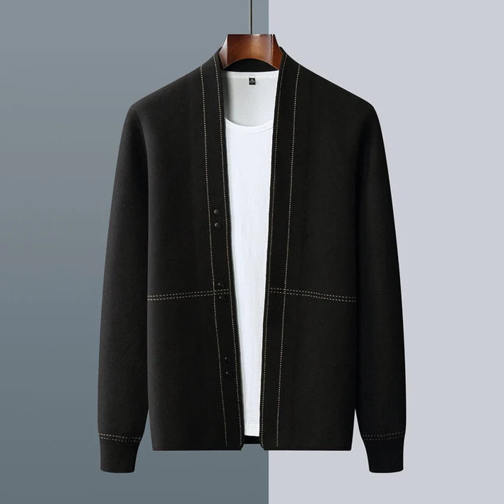 Arnoldo | Men’s Button Front Long Sleeve Contrast Stitch Cardigan