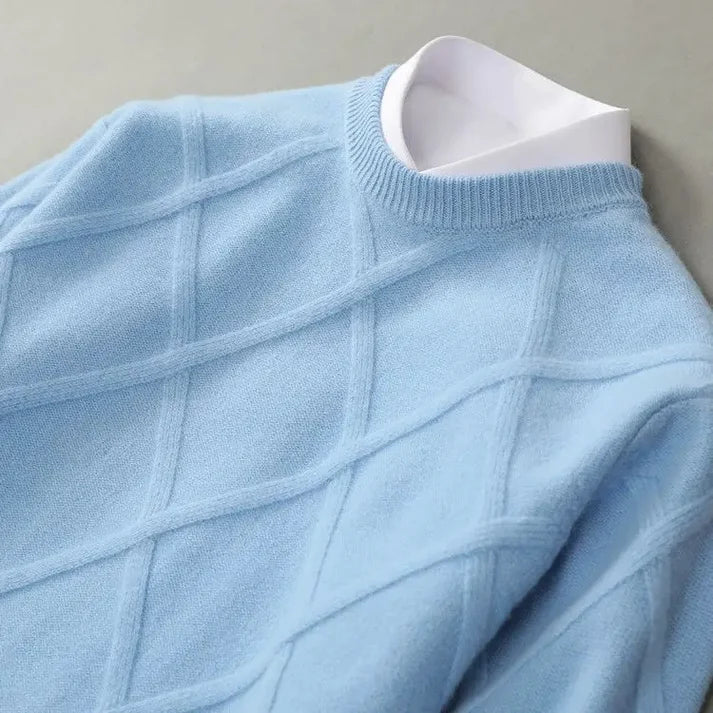 Arsenio | Men’s Long Sleeve Diamond Textured Crew Neck Sweater