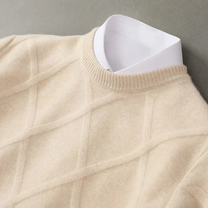 Arsenio | Men’s Long Sleeve Diamond Textured Crew Neck Sweater