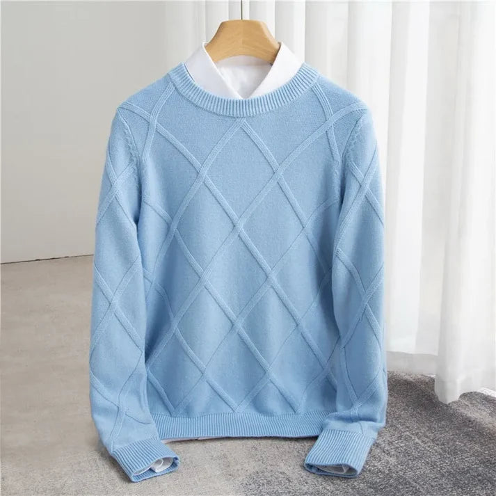 Arsenio | Men’s Long Sleeve Diamond Textured Crew Neck Sweater