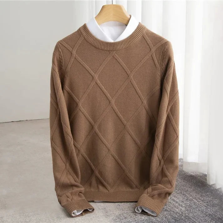 Arsenio | Men’s Long Sleeve Diamond Textured Crew Neck Sweater
