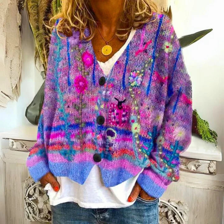 Aryanna | Women’s V Neck Button Front Long Sleeve Cardigan