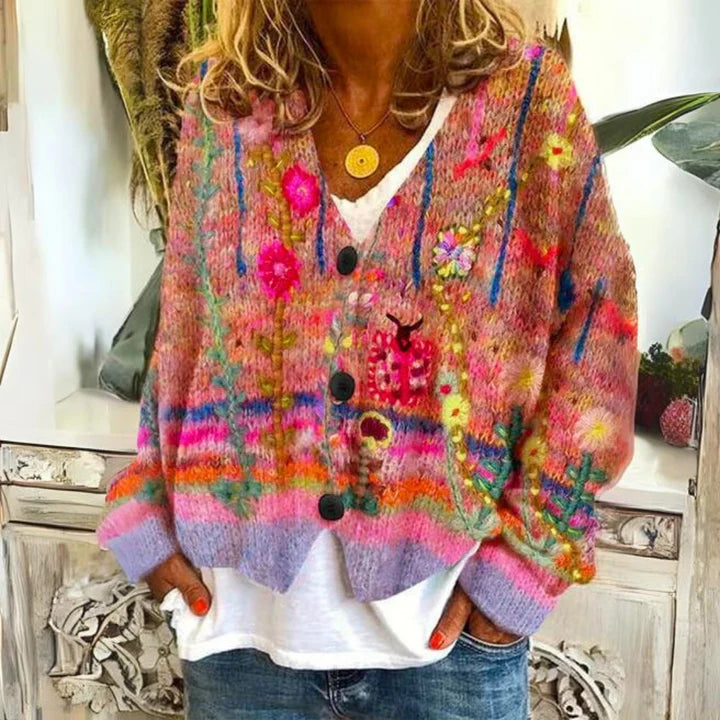 Aryanna | Women’s V Neck Button Front Long Sleeve Cardigan