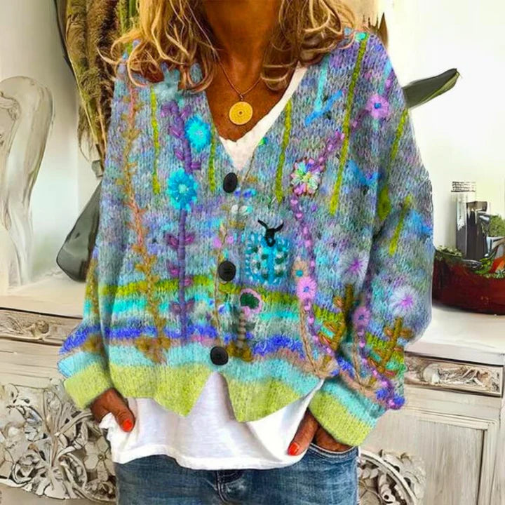 Aryanna | Women’s V Neck Button Front Long Sleeve Cardigan