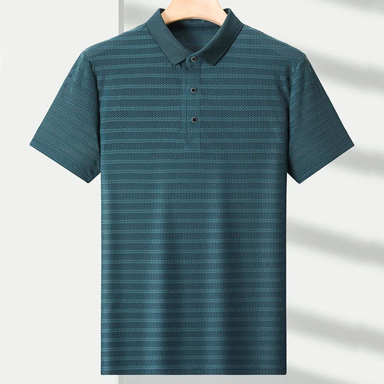 Ashford | Men’s Textured Striped Short Sleeve Polo Shirt