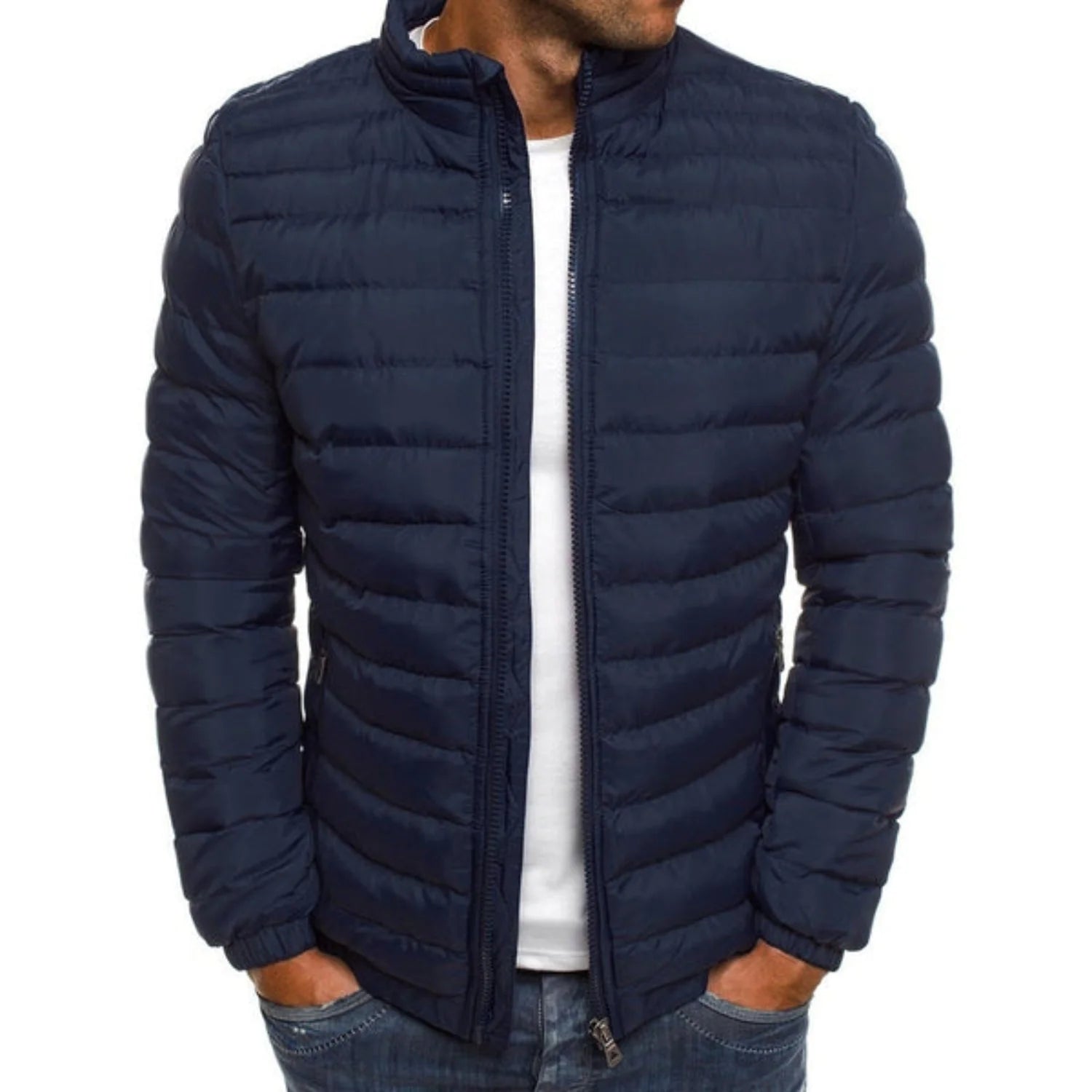 Astrophel | Men’s Zip Front Stand Collar Long Sleeve Puffer Jacket
