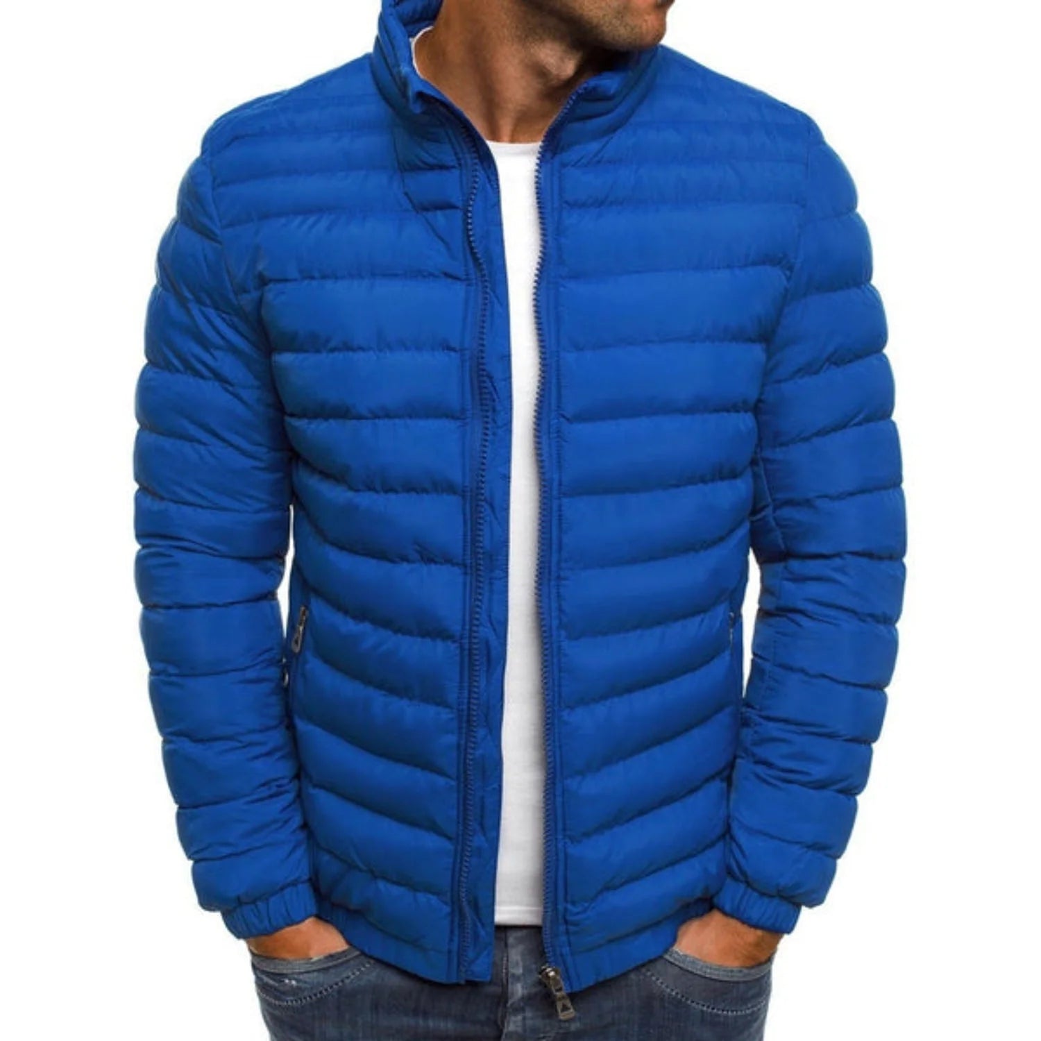 Astrophel | Men’s Zip Front Stand Collar Long Sleeve Puffer Jacket