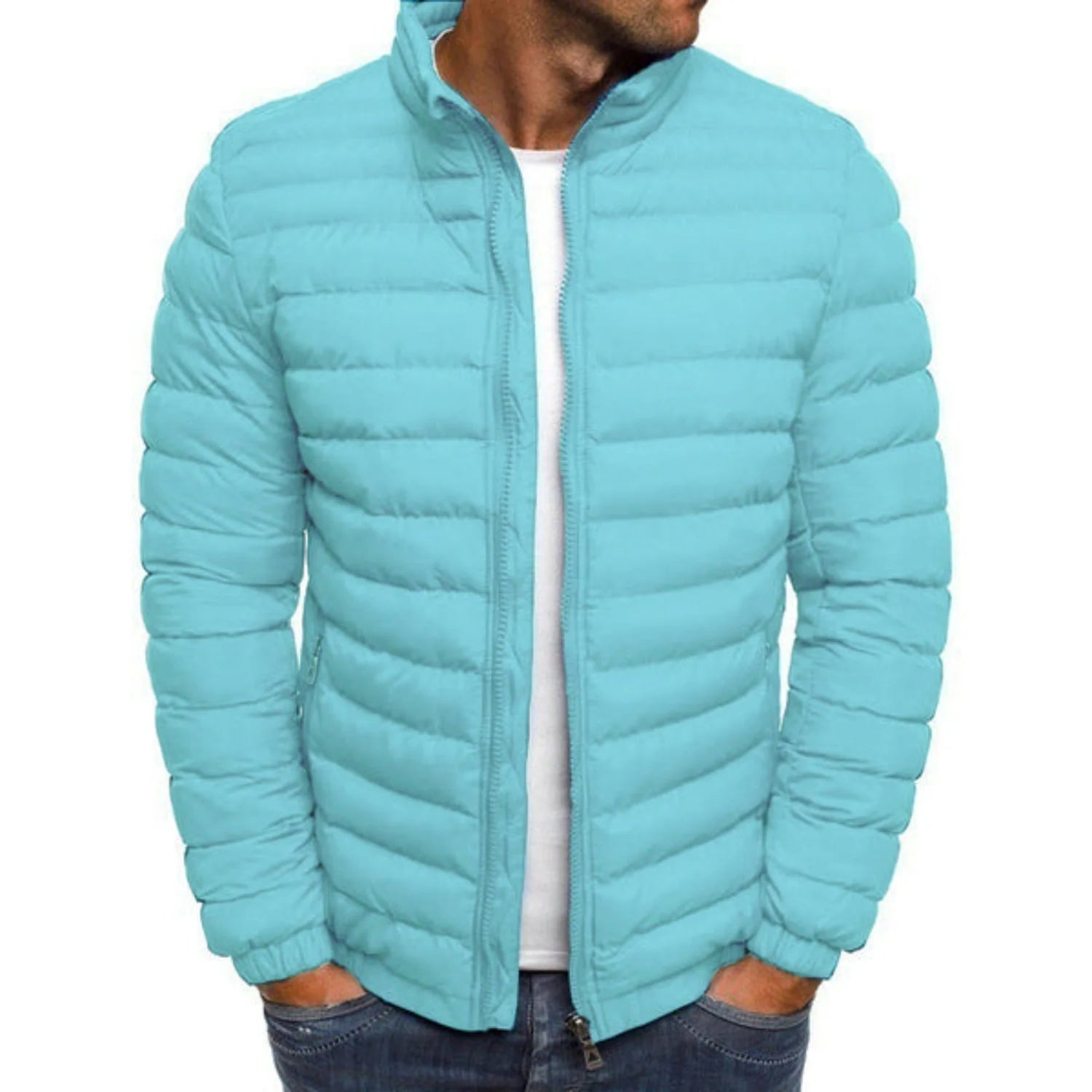 Astrophel | Men’s Zip Front Stand Collar Long Sleeve Puffer Jacket