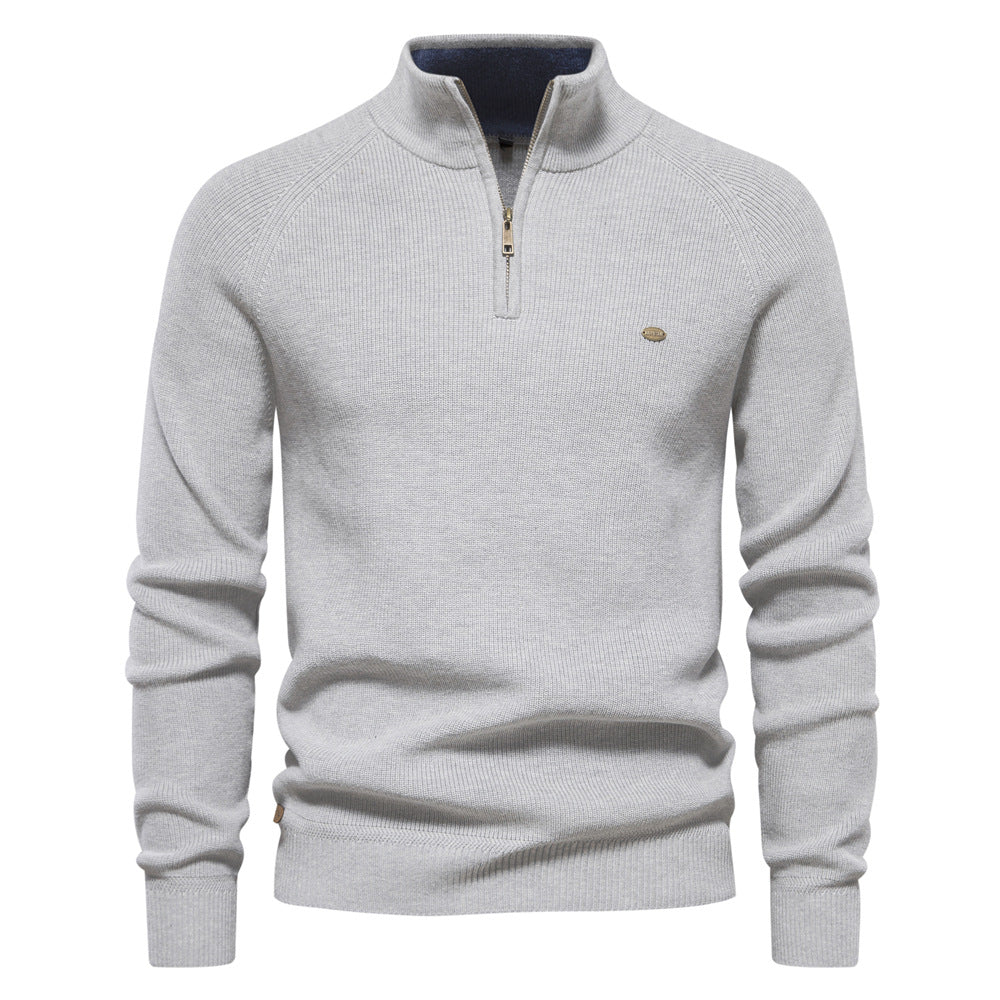Aubert | Men’s Long Sleeve Zip Front Stand Collar Polo Shirt
