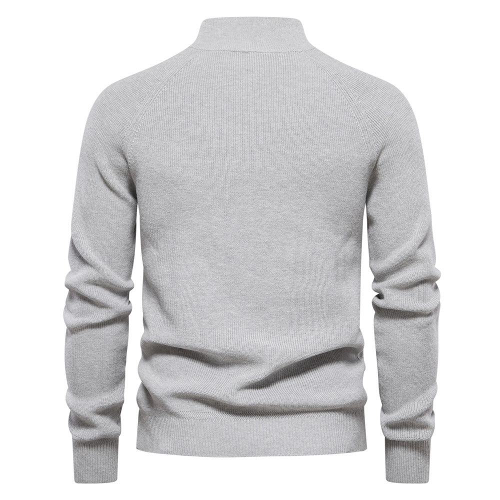 Aubert | Men’s Long Sleeve Zip Front Stand Collar Polo Shirt