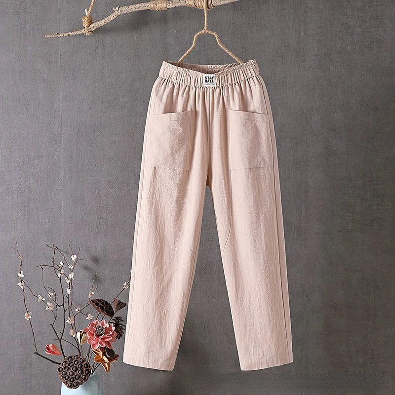 Aubree | Women’s High Rise Straight Leg Summer Trousers