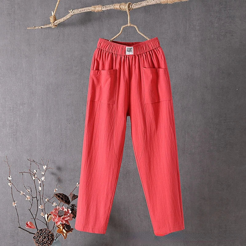 Aubree | Women’s High Rise Straight Leg Summer Trousers
