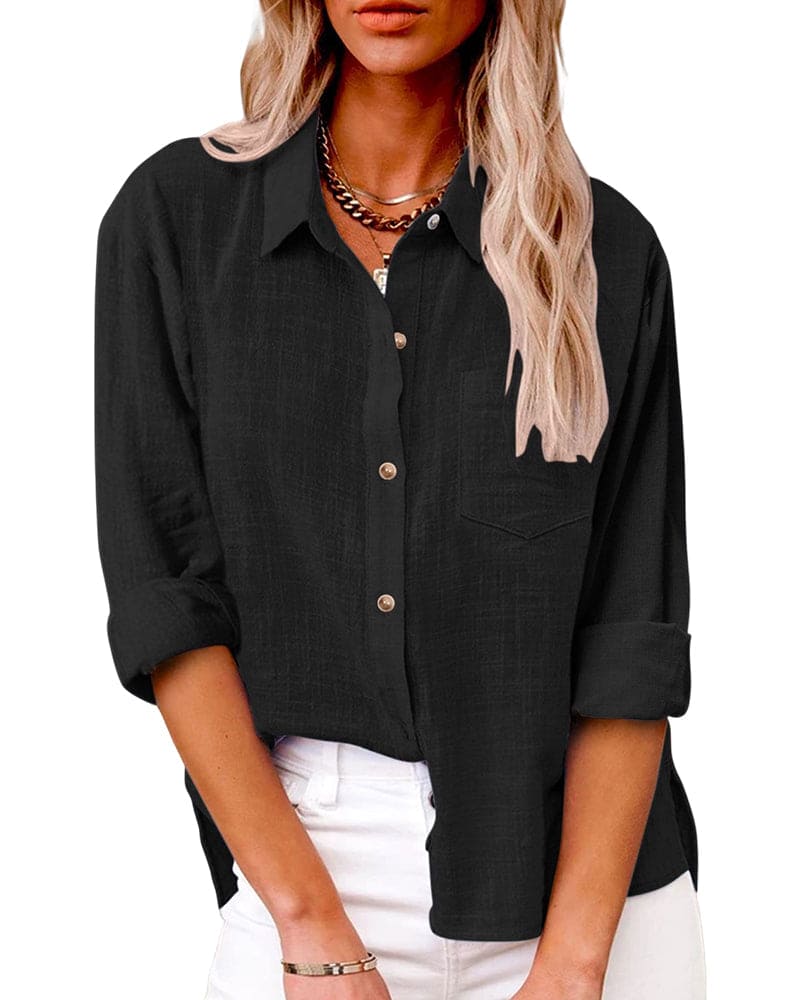 Aubrie | Women’s Collared Long Sleeve Button Down Shirt