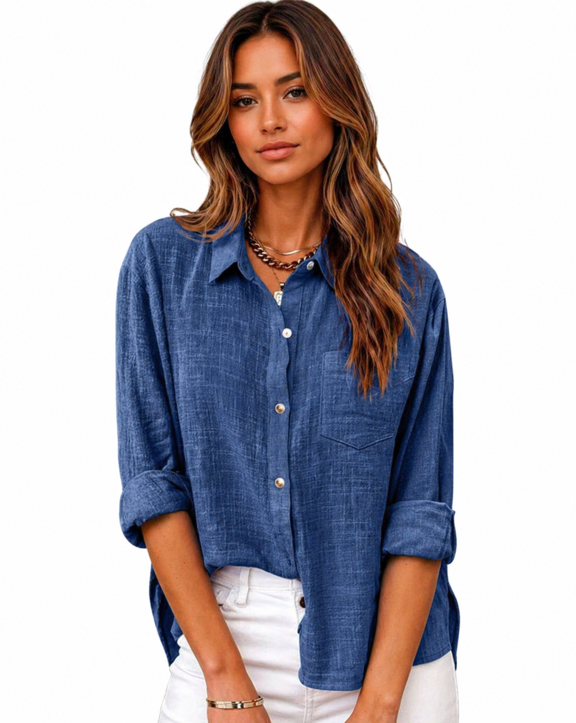 Aubrie | Women’s Collared Long Sleeve Button Down Shirt
