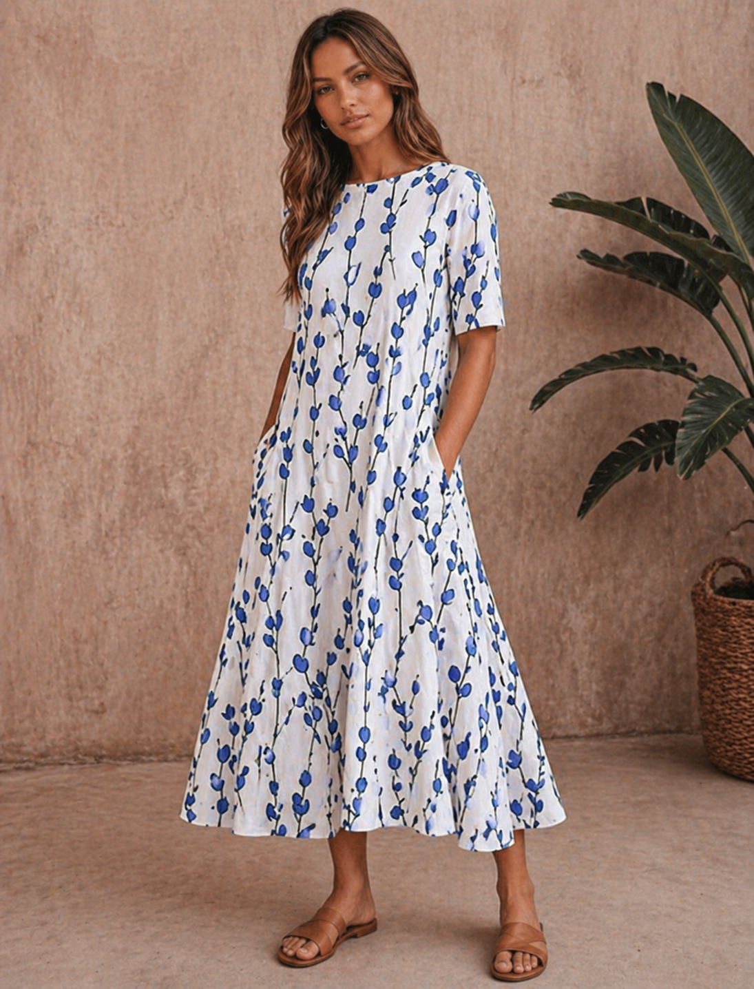 elbow sleeve midi dress Audrina