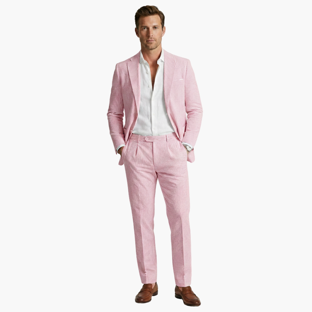 Augustine | Men’s Vertical Stripe Slim Fit Wedding Guest Suit