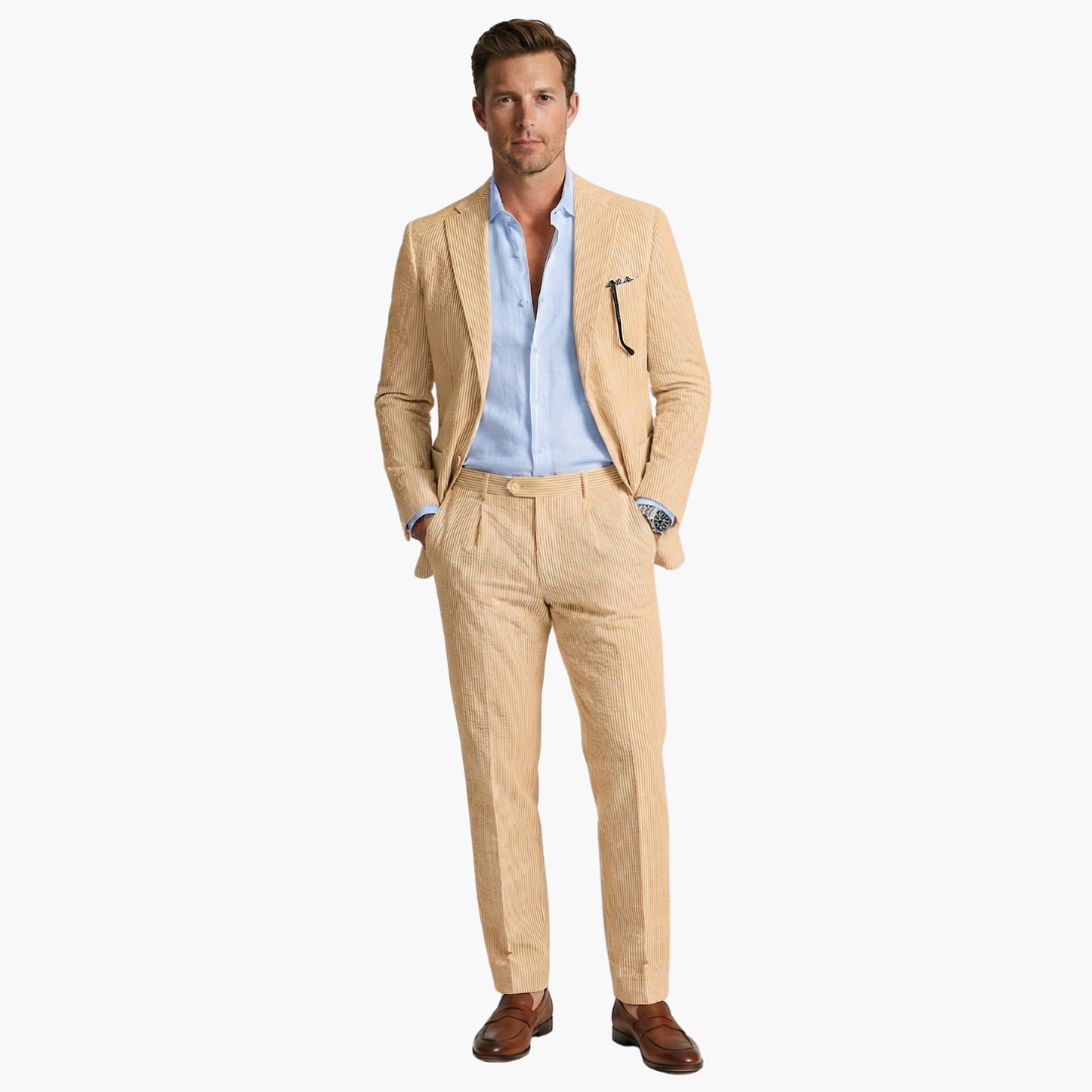 Augustine | Men’s Vertical Stripe Slim Fit Wedding Guest Suit
