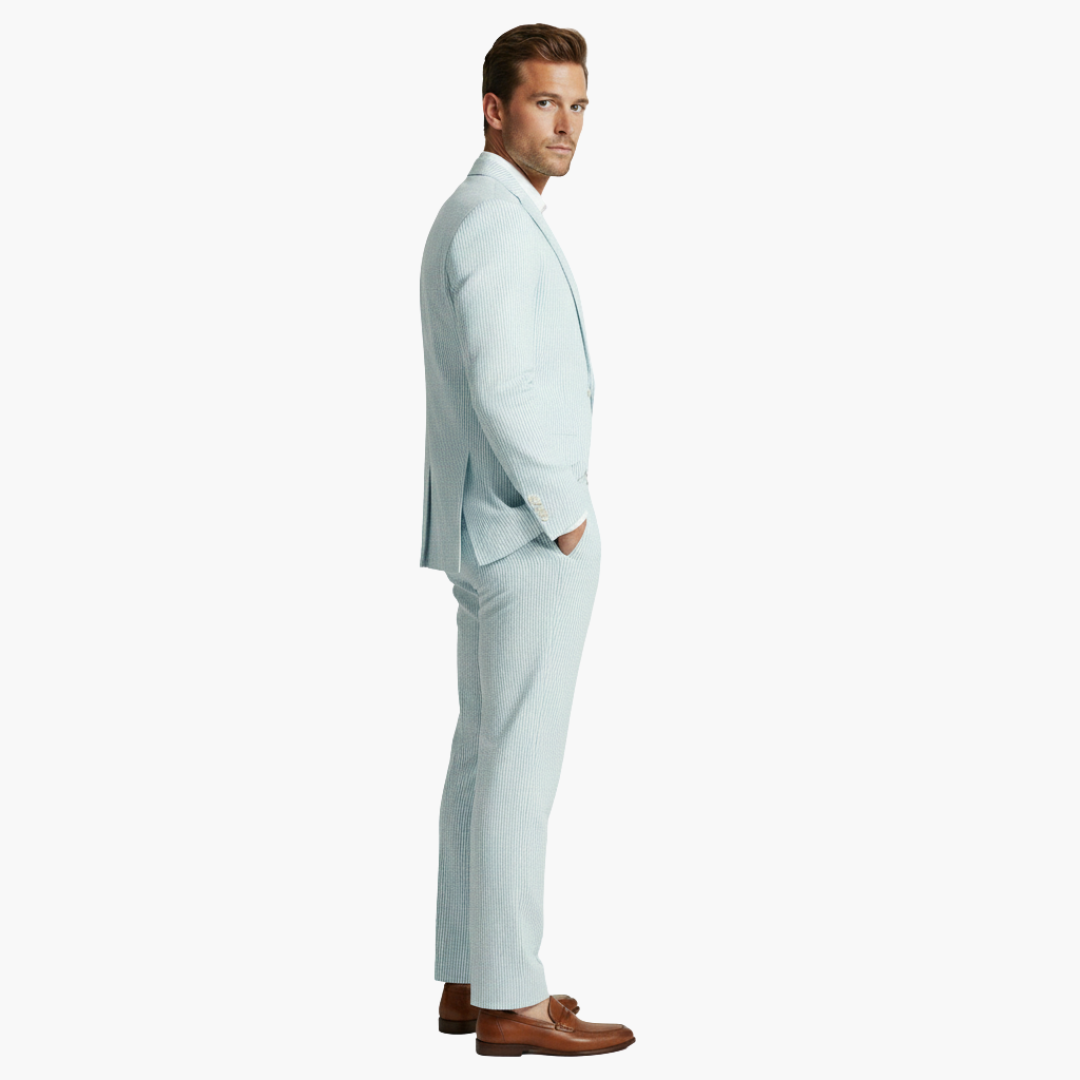 Augustine | Men’s Vertical Stripe Slim Fit Wedding Guest Suit