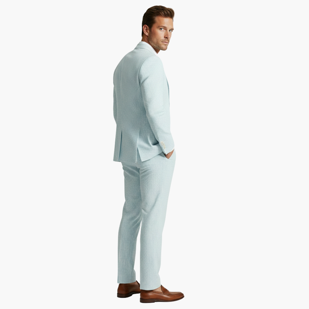 Augustine | Men’s Vertical Stripe Slim Fit Wedding Guest Suit