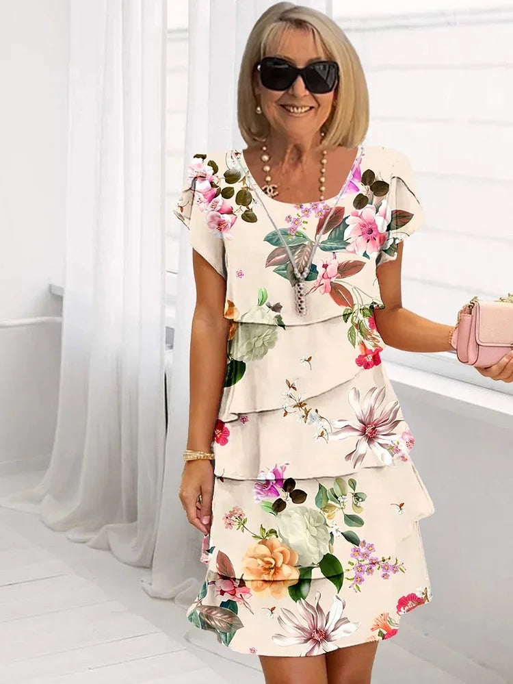 Aurora | Women’s Scoop Neck Flutter Sleeve Midi Dress