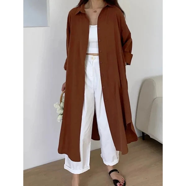 Avinash | Women’s Collared Long Sleeve Button Front Shirt Dress