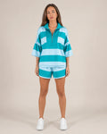 Avril | Women’s Striped Collared Quarter Zip Polo Set