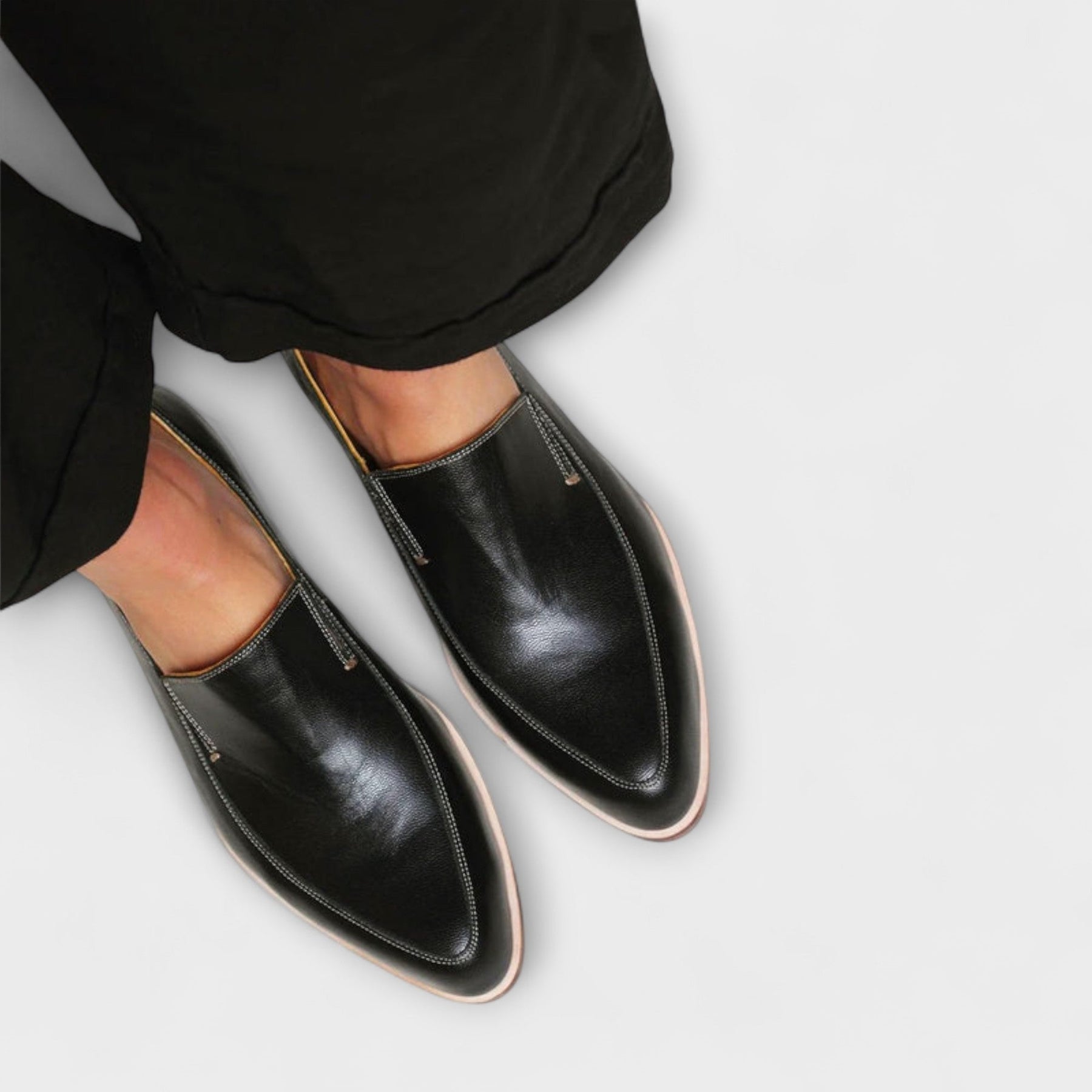 Ayesha | Women’s Pointed Toe Slip On Black Loafers