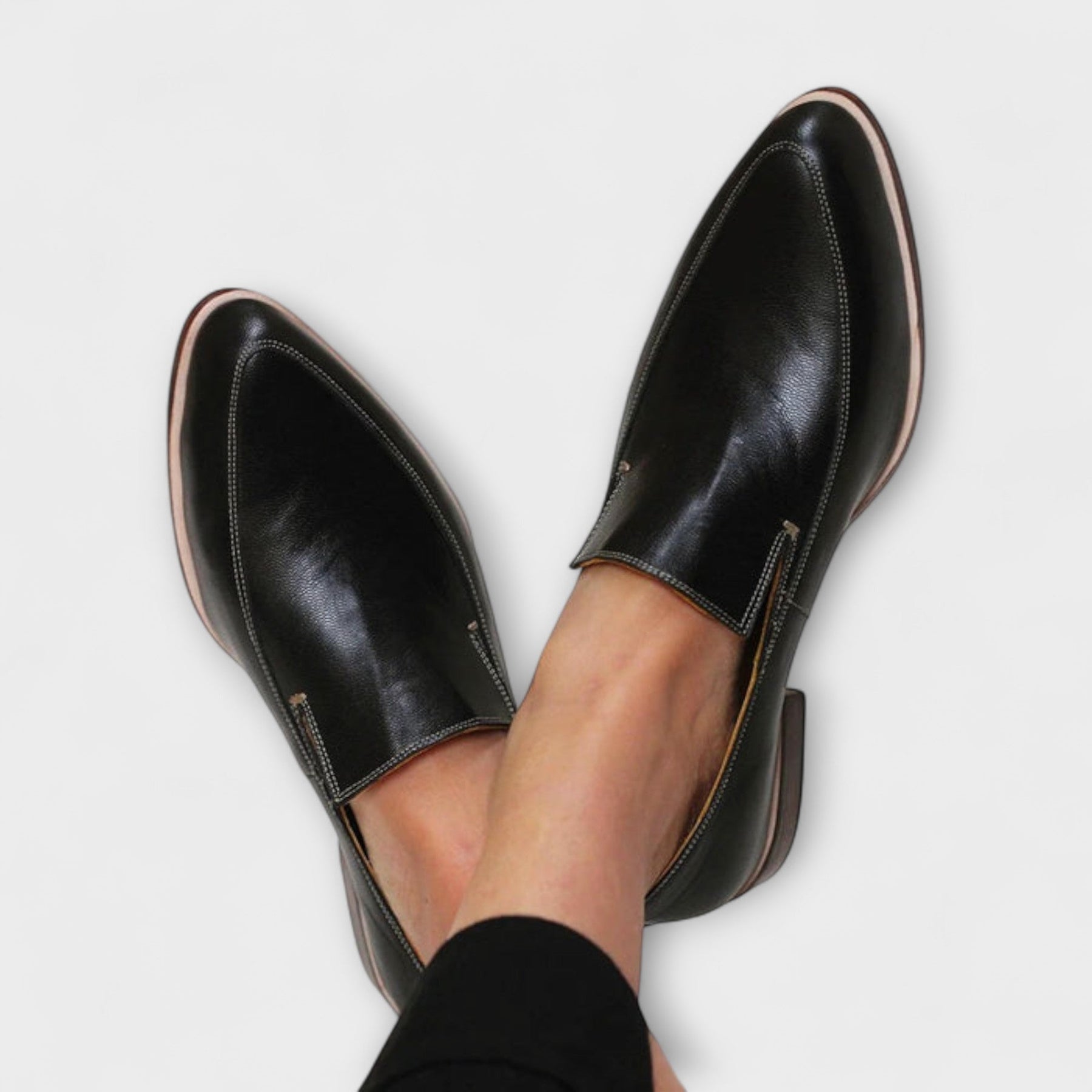 Ayesha | Women’s Pointed Toe Slip On Black Loafers