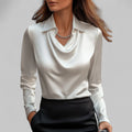 Azaria | Women’s Draped V Neck Long Sleeve Blouse