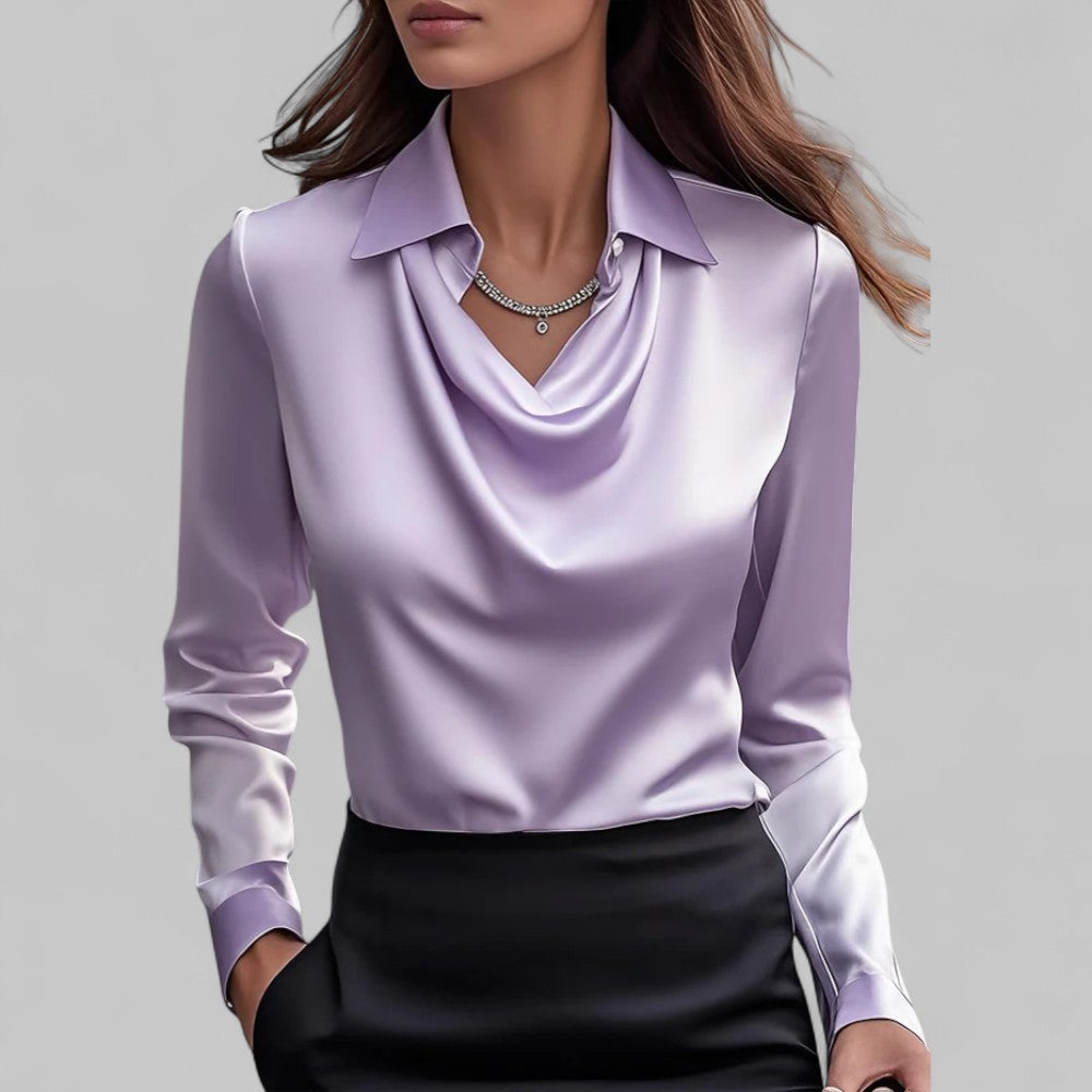 Azaria | Women’s Draped V Neck Long Sleeve Blouse