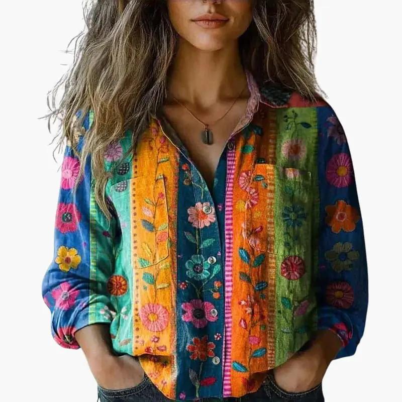 Azure | Women’s Collared Long Sleeve Button Down Shirt