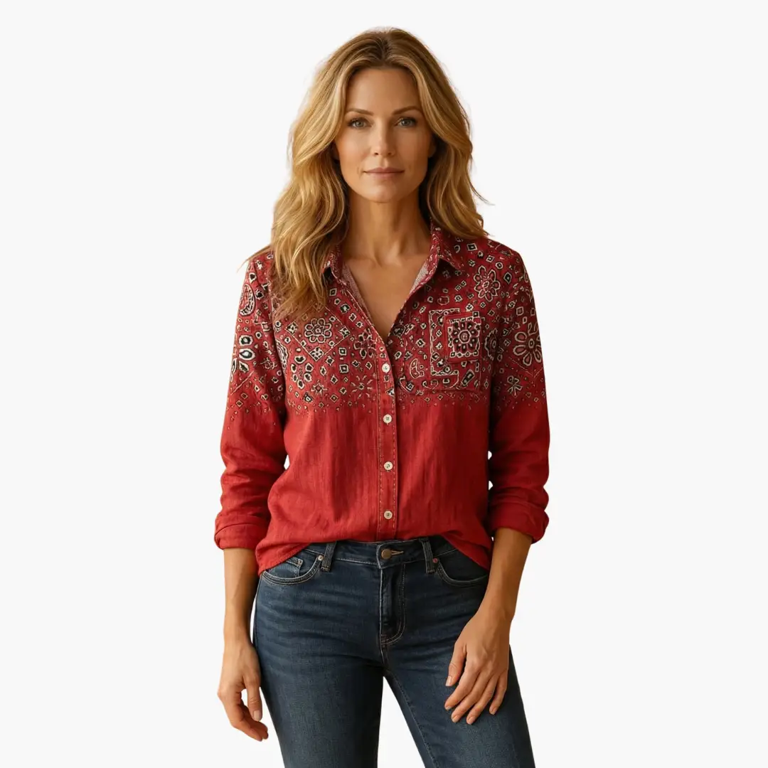 Azure | Women’s Collared Long Sleeve Button Down Shirt