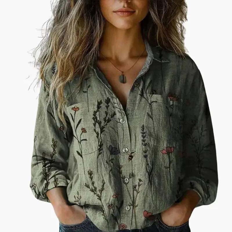 Azure | Women’s Collared Long Sleeve Button Down Shirt