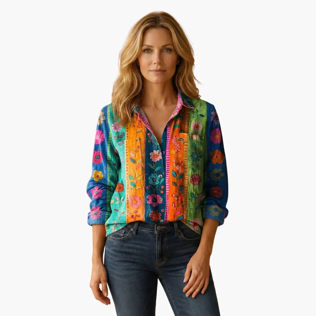 Azure | Women’s Collared Long Sleeve Button Down Shirt