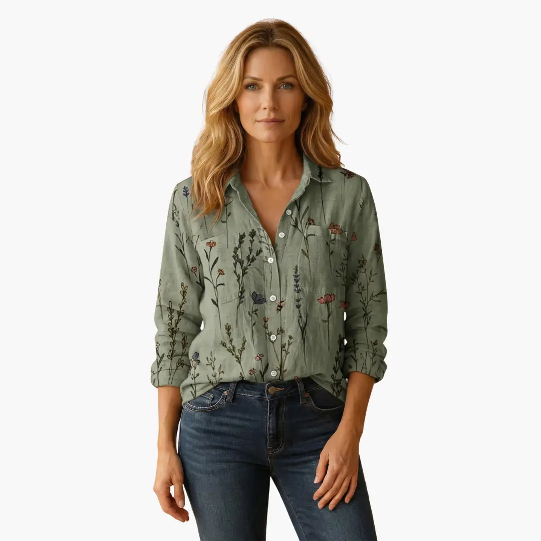 Azure | Women’s Collared Long Sleeve Button Down Shirt
