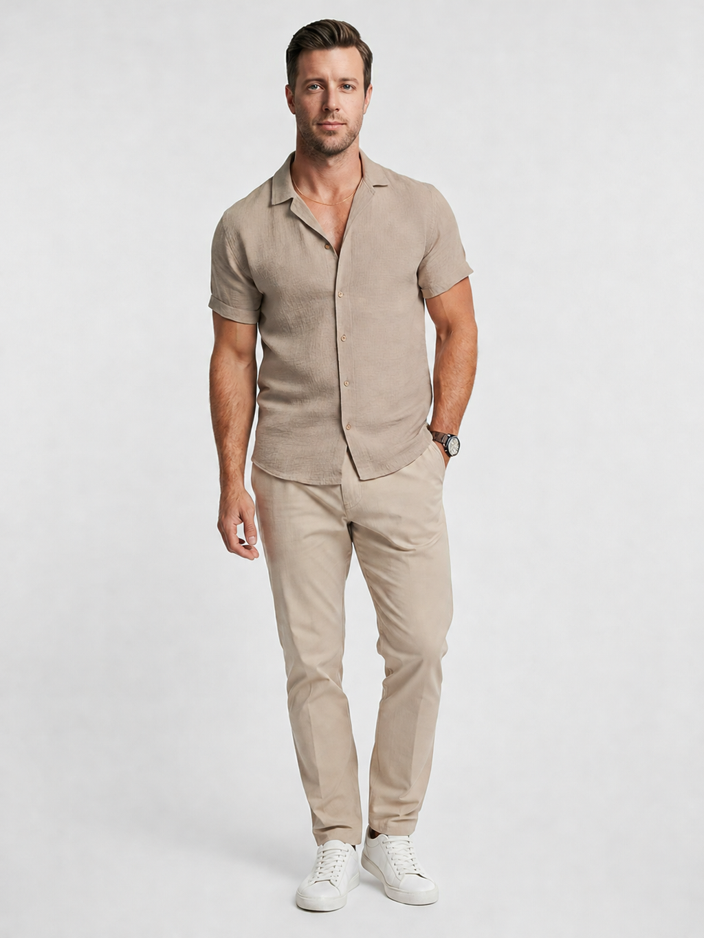 Baldwin | Men’s Textured Turn Down Collar Short Sleeve Shirt