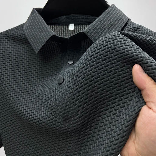 Barrett | Men's Waffle-Knit Pointed Collar Polo Shirt