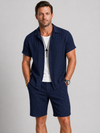 Benjamin | Men’s Textured Button Front Two Piece Matching Set