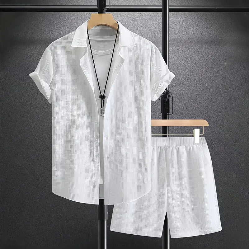 Benjamin | Men’s Textured Button Front Two Piece Matching Set