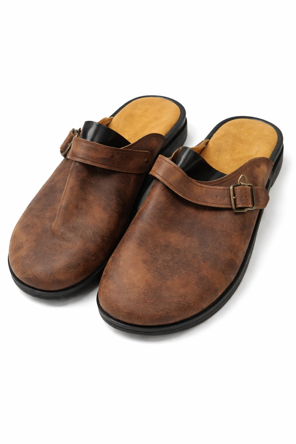 Benson | Men’s Round Toe Buckle Strap Slip-On Clogs