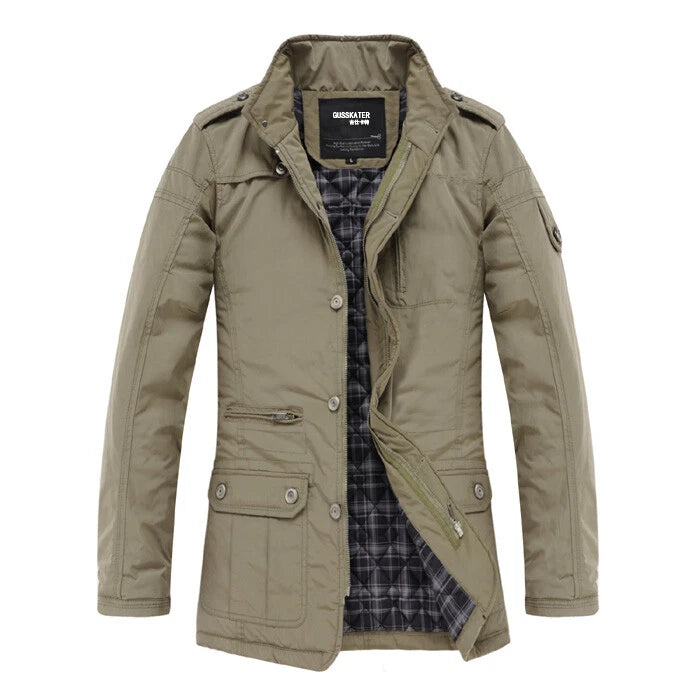 Bentley | Men’s Stand Collar Zip Front Long Sleeve Cargo Jacket