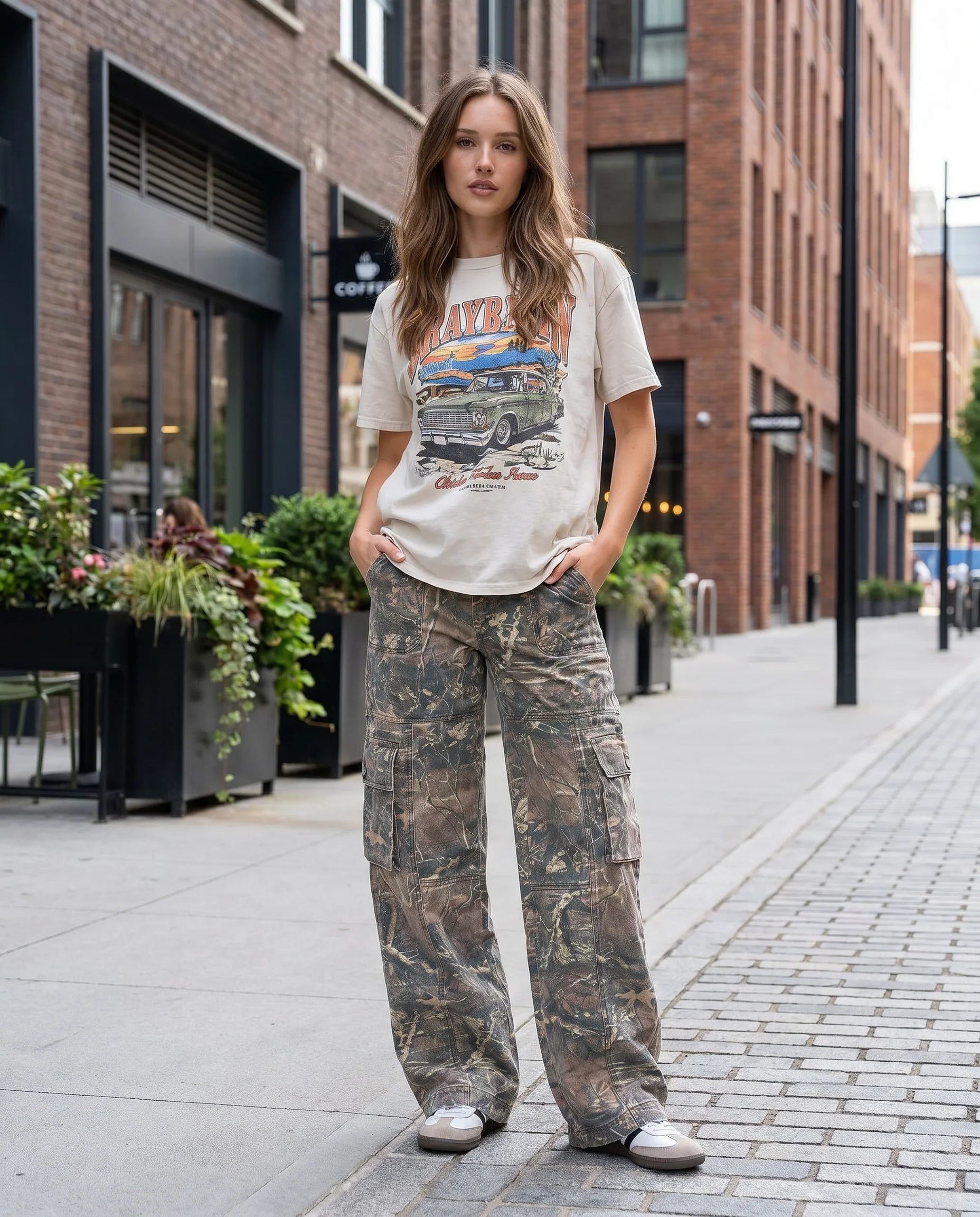 Bertha | Women's Wide-Leg Button Front Utility Cargo Pants