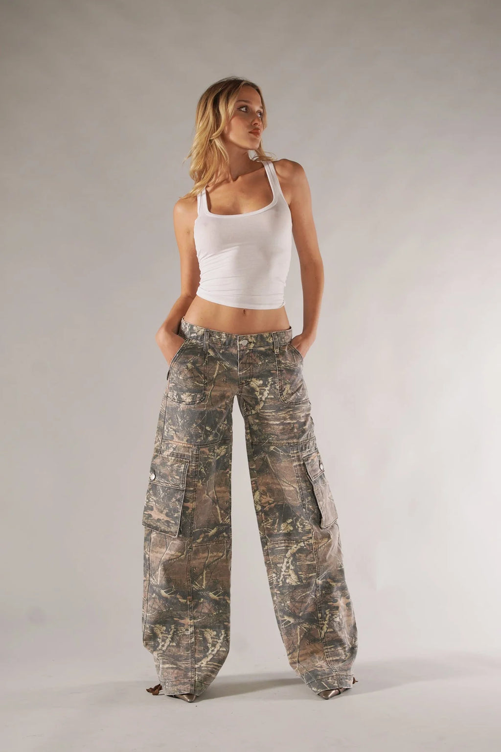 Bertha | Women's Wide-Leg Button Front Utility Cargo Pants