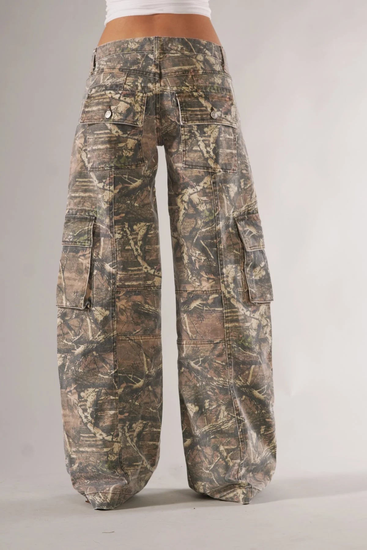 Bertha | Women's Wide-Leg Button Front Utility Cargo Pants