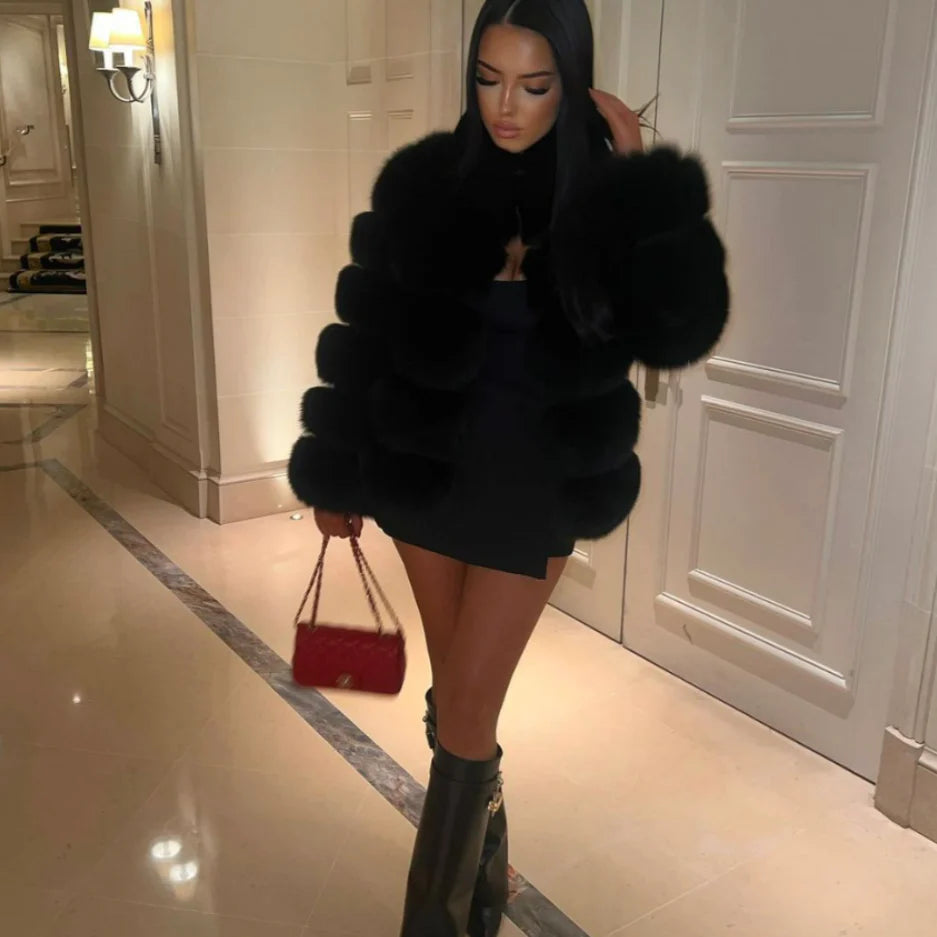 Bethany | Women's Long Sleeve Faux Fur Cropped Jacket